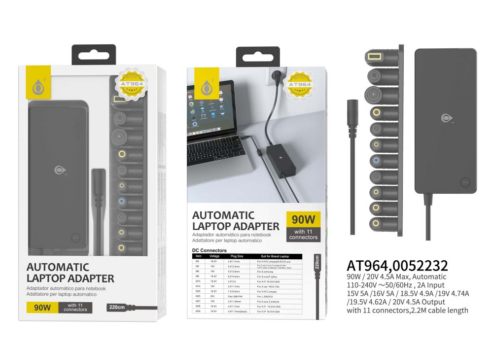 Cargador Universal Para Computadora Portatil 90W Slim 110/240V 18