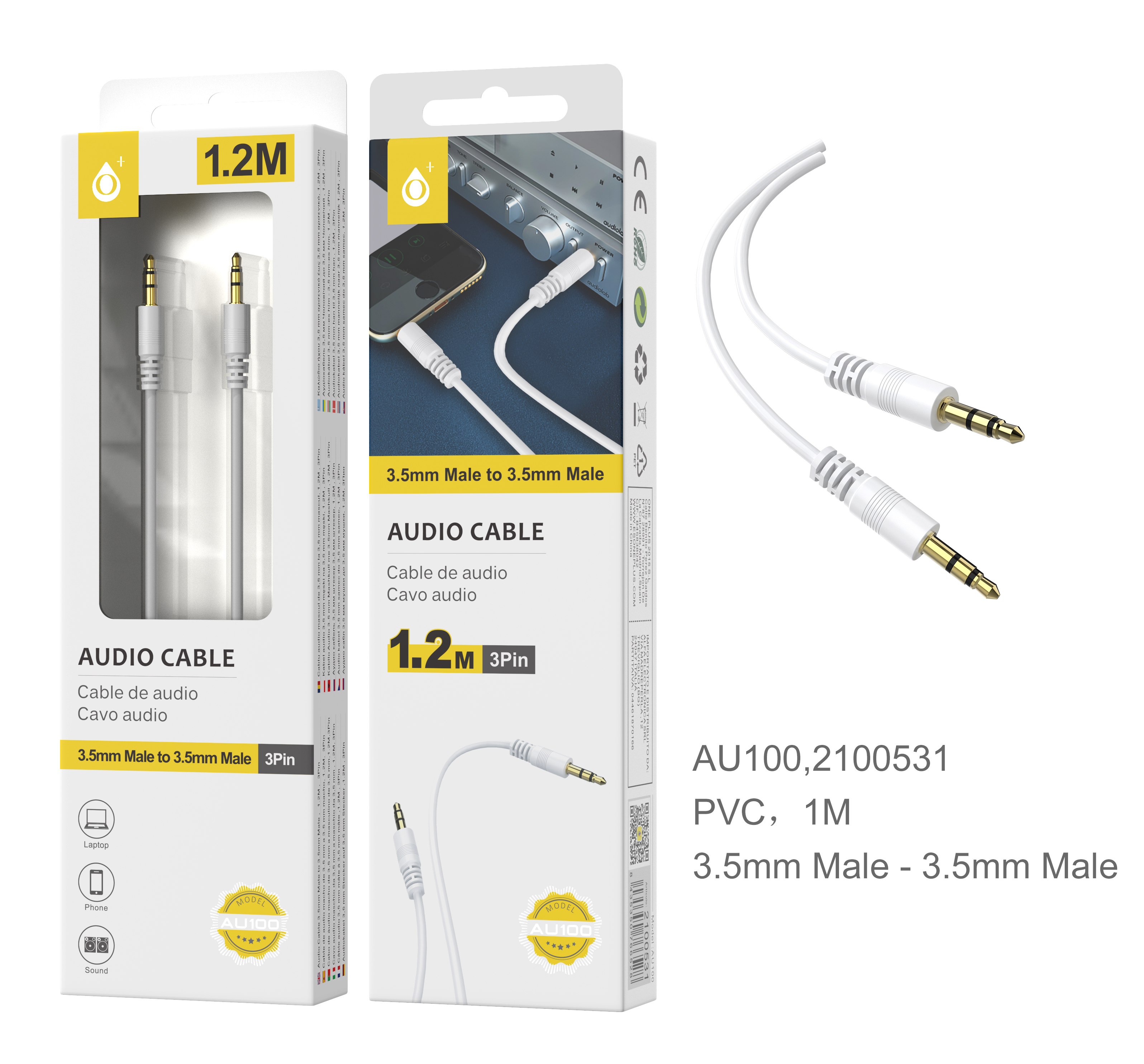 Adaptador Lightning a Jack 3.5mm | Shift Plus AL405 | para Auriculares  Macho a Hembra| Advanced Series Blanco