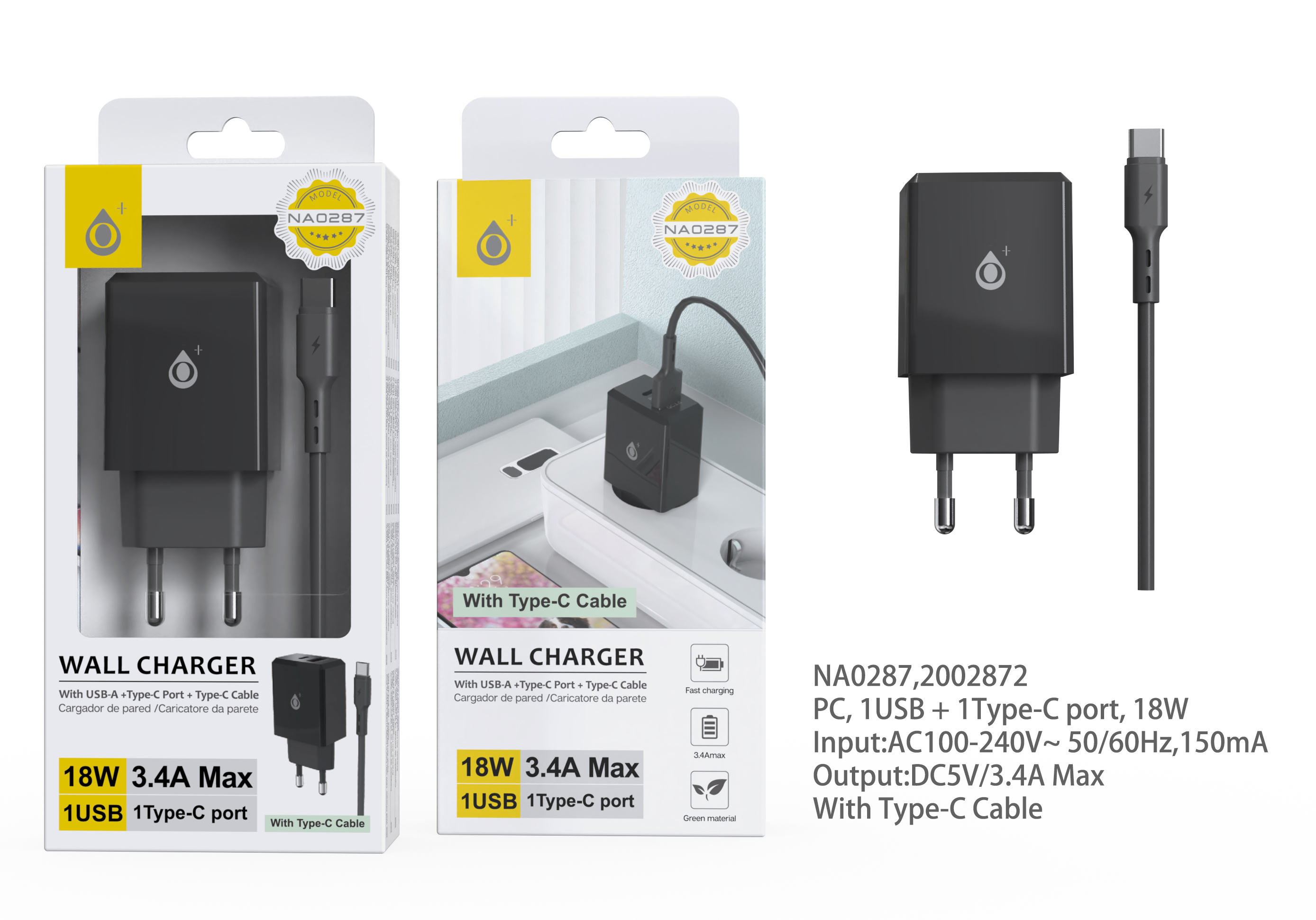 Cable de carga rápida USB C a USB C con adaptador USB A y enchufe de  cargador USB C y cargador rápido ultrafino de 30 W, enchufe plegable,  cargador