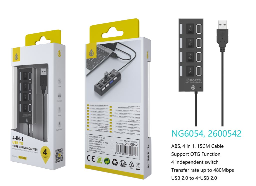 Regleta USB con interruptores 4xUSB-A 3.0 negro